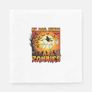 Hund jagt Zombies Halloween Geister Hexe Mond Serviette