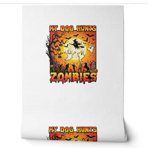 Hund jagt Zombies Halloween Geister Hexe Mond Tapete