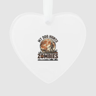 Hund jagt Zombies Vintage Halloween Vektor Design_ Ornament