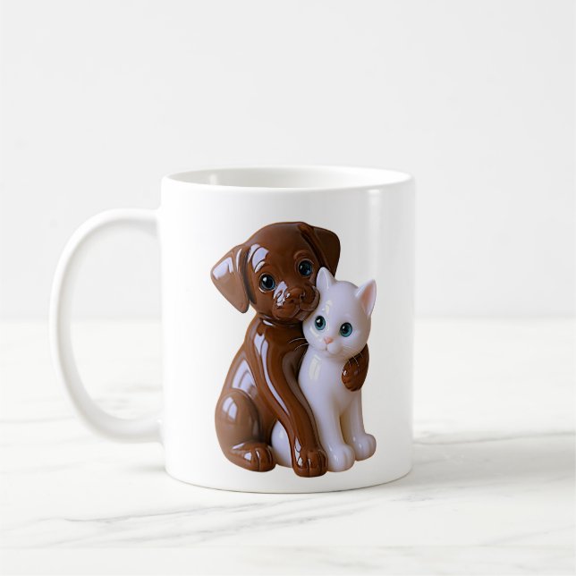 Hund & Katze Freundschaft Kaffeetasse (Links)