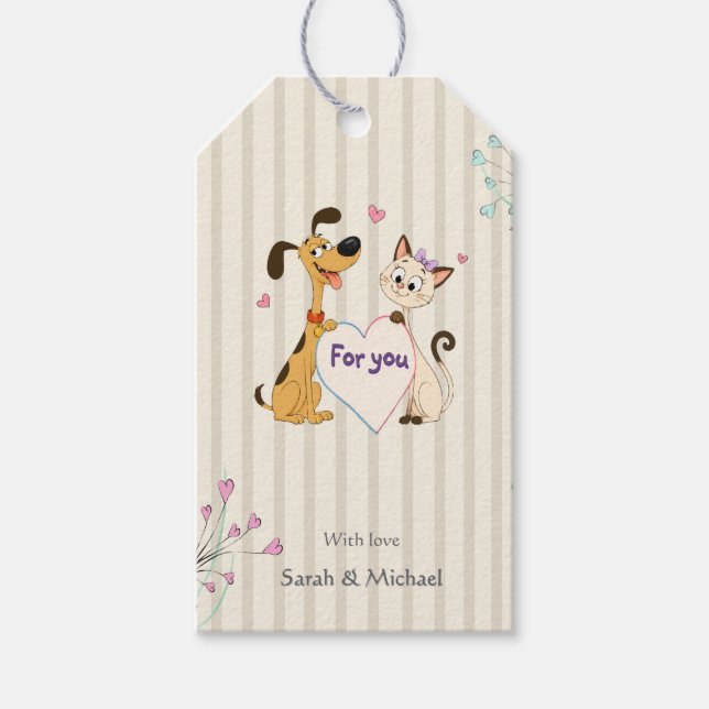  Hund & Katze Geschlechtsenthüllung   Geschenkanhänger (Vorderseite)