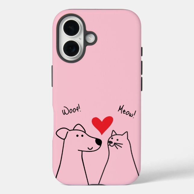 Hund, Katze, Liebe iPhone 16 Hülle (Rückseite)