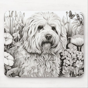 Hund Komondor Friedlich Nature Prairie Sketch Haus Mousepad