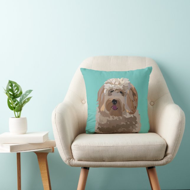 Hund Labradoodle Niedlich Kissen (Stuhl )