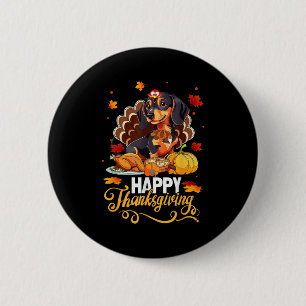 Hund liebt Niedliche Dackel Türkei Happy Thanksgiv Button