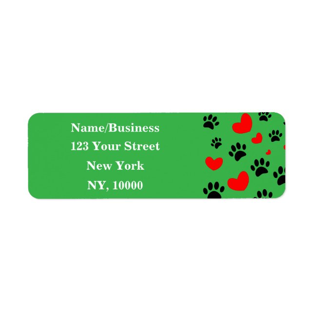 Hund liebt schwarze Paw Prints Red Hearts Muster (Vorne)