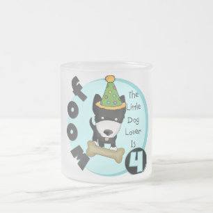 Hund Lover 4. Geburtstag T - Shirt und Geschenke Mattglastasse