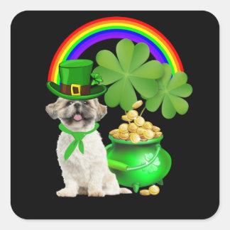Hund Lover | Beautiful Shih Tzu and Rainbow Quadratischer Aufkleber