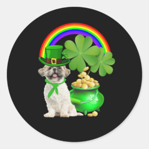 Hund Lover   Beautiful Shih Tzu and Rainbow Runder Aufkleber