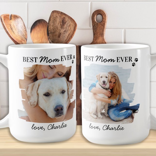 Hund Lover Beste Mama je Personalisiertes Foto Kaffeetasse (Von Creator hochgeladen)