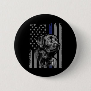 Hund Lover Black Labrador American Flag Thin Lin Button