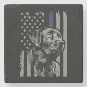 Hund Lover   Black Labrador American Flag Thin Lin Steinuntersetzer