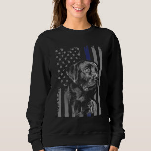 Hund Lover Black Labrador American Flag Thin Lin Sweatshirt