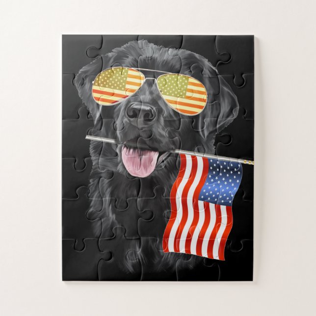 Hund Lover | Black Labrador USA Flag (Vertikal)