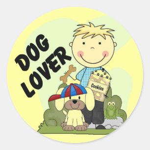 Hund Lover Blond Boy T Shirts und Geschenke Runder Aufkleber