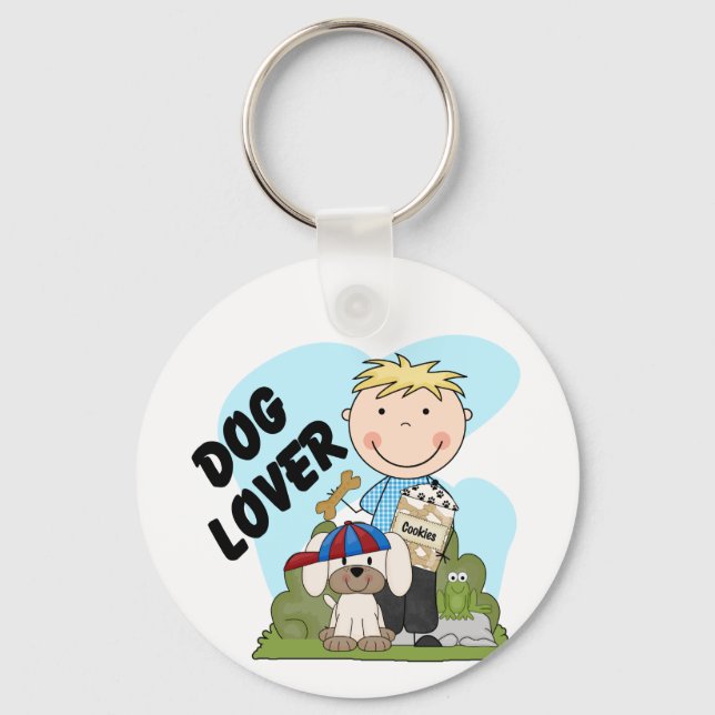 Hund Lover Blond Boy T Shirts und Geschenke Schlüsselanhänger (Vorderseite)