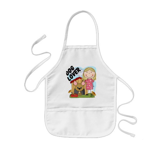 Hund Lover Blond Girl T - Shirt und Geschenke Kinderschürze (Vorne)