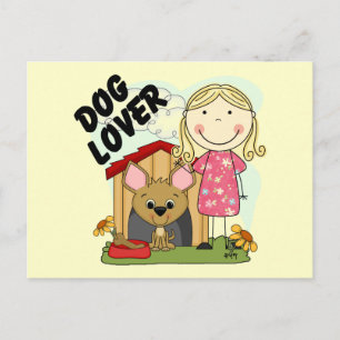 Hund Lover Blond Girl T - Shirt und Geschenke Postkarte