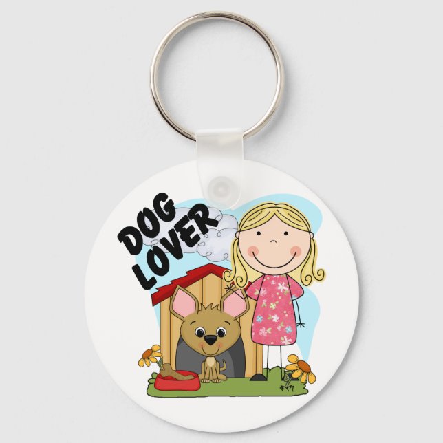 Hund Lover Blond Girl T - Shirt und Geschenke Schlüsselanhänger (Vorderseite)