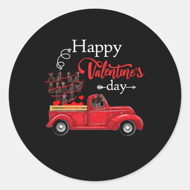 Hund Lover | Chocolate Labrador Happy Valentine Runder Aufkleber (Vorderseite)