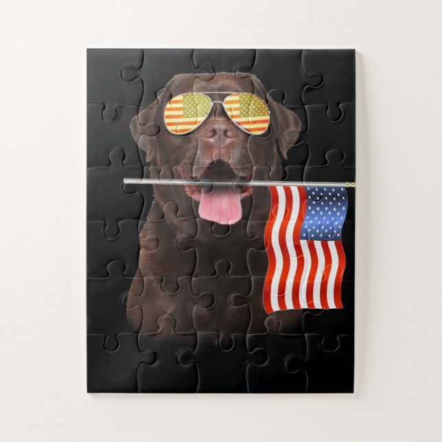 Hund Lover | Chocolate Labrador, USA - Flagge (Vertikal)