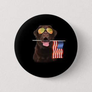 Hund Lover Chocolate Labrador, USA - Flagge Button