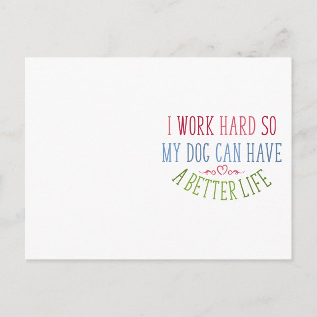 Hund Lover Design Ich arbeite hart Postkarte (Vorderseite)
