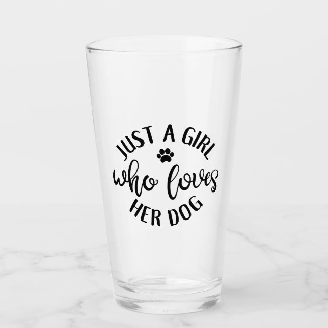 Hund Lover Design nur ein Mädchen, das ihren Hund  Glas (Vorderseite)
