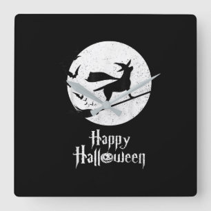 Hund Lover   Frohe Halloween-Labrador Hexenmeister Quadratische Wanduhr