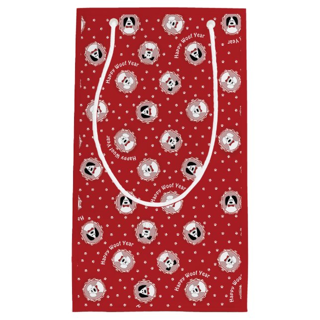 Hund Lover "Happy Woof Year" Kleine Geschenktüte (Vorderseite)