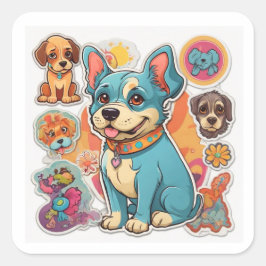 Hund Lover hat Freude: Quadratischer Aufkleber