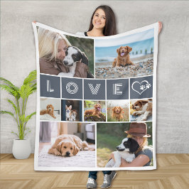 Hund Lover Herz Liebe Foto Collage Fleecedecke