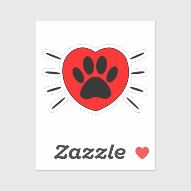 Hund Lover Herz und Pfoten Print Aufkleber (Blatt)