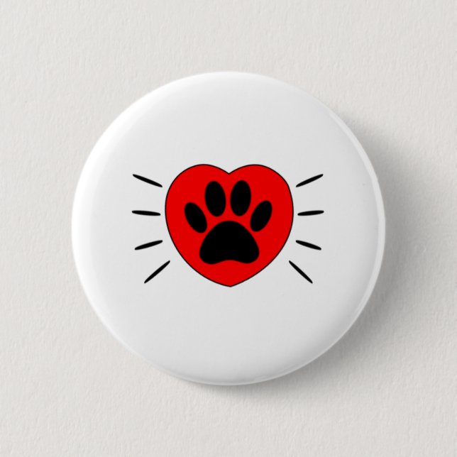 Hund Lover Herz und Pfoten Print Button (Vorderseite)