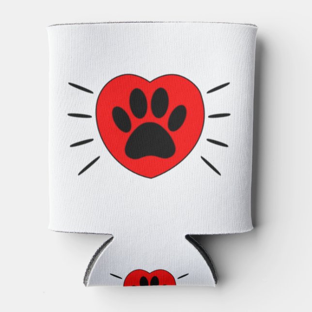 Hund Lover Herz und Pfoten Print Dosenkühler (Vorderseite)