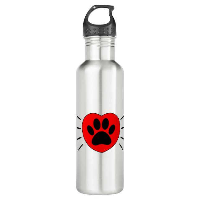 Hund Lover Herz und Pfoten Print Edelstahlflasche (Vorderseite)