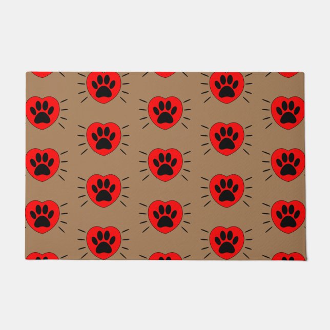 Hund Lover Herz und Pfoten Print Fußmatte (Vorderseite)