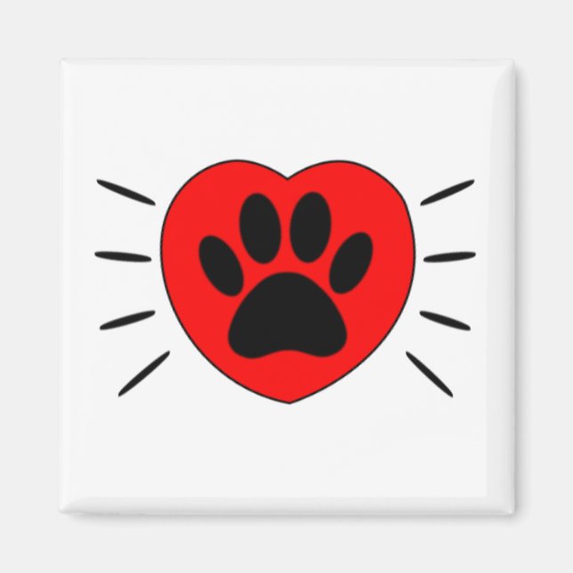 Hund Lover Herz und Pfoten Print Magnet (Vorne)