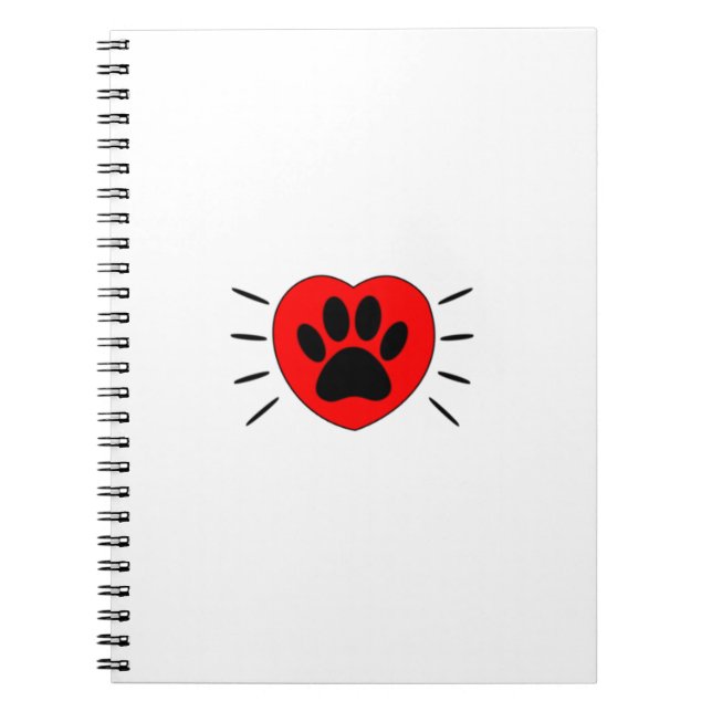 Hund Lover Herz und Pfoten Print Notizblock (Vorderseite)