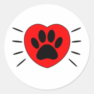 Hund Lover Herz und Pfoten Print Runder Aufkleber