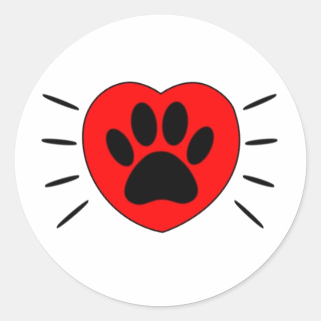 Hund Lover Herz und Pfoten Print Runder Aufkleber (Vorderseite)