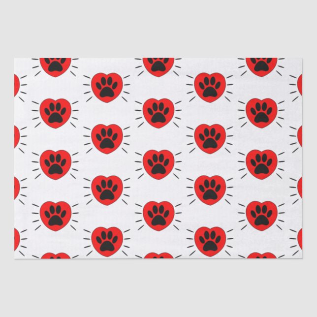Hund Lover Herz und Pfoten Print Seidenpapier (Vorderseite)