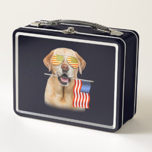 Hund Lover Labrador Retriever USA Flag Metall Brotdose