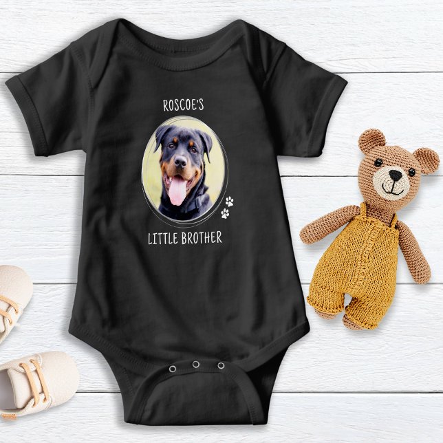 Hund Lover Little Brother Niedliches Custom Pet Fo Baby Strampler (Von Creator hochgeladen)