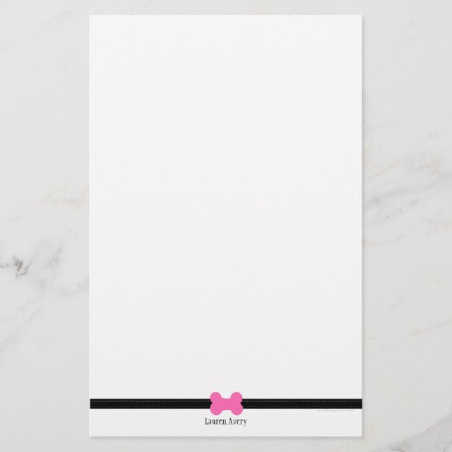 Hund Lover Little Hot Pink Bone Personalisiert Briefpapier (Vorderseite)