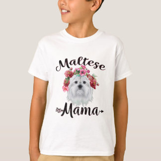 Hund Lover | Niedliche maltesische Mama Dog Blume  T-Shirt