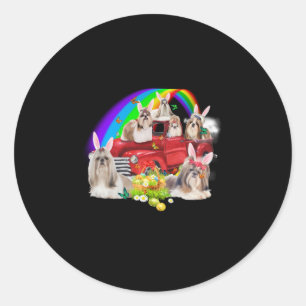 Hund Lover Niedliche Shih Tzu und Regenbogen Runder Aufkleber