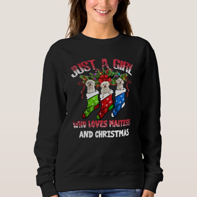 Hund Lover |Nur ein Mädchen, das maltesische Weihn Sweatshirt (Vorderseite)