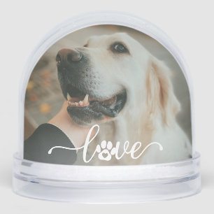 Hund Lover Paw Pet Foto Typografie Herzbesitzer Schneekugeln