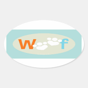 Hund Lover Paw Print WOOF Ovaler Aufkleber